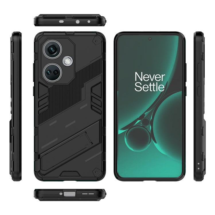 PC+TPU Impact-Resistant Case for OnePlus Nord CE3 5G , Kickstand Armor Phone Cover - Black