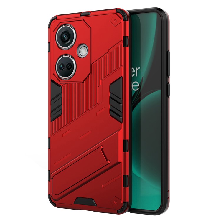 PC+TPU Impact-Resistant Case for OnePlus Nord CE3 5G , Kickstand Armor Phone Cover - Red