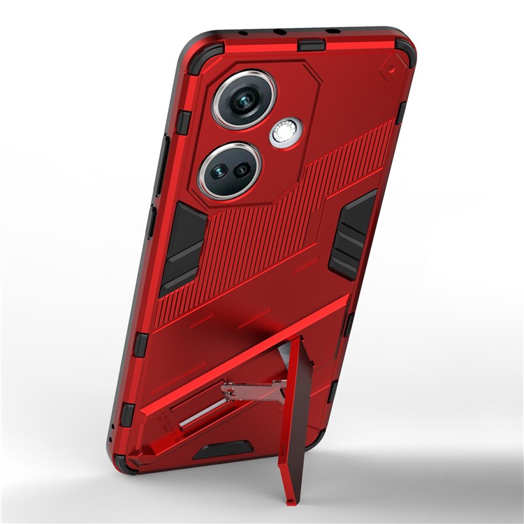 PC+TPU Impact-Resistant Case for OnePlus Nord CE3 5G , Kickstand Armor Phone Cover - Red