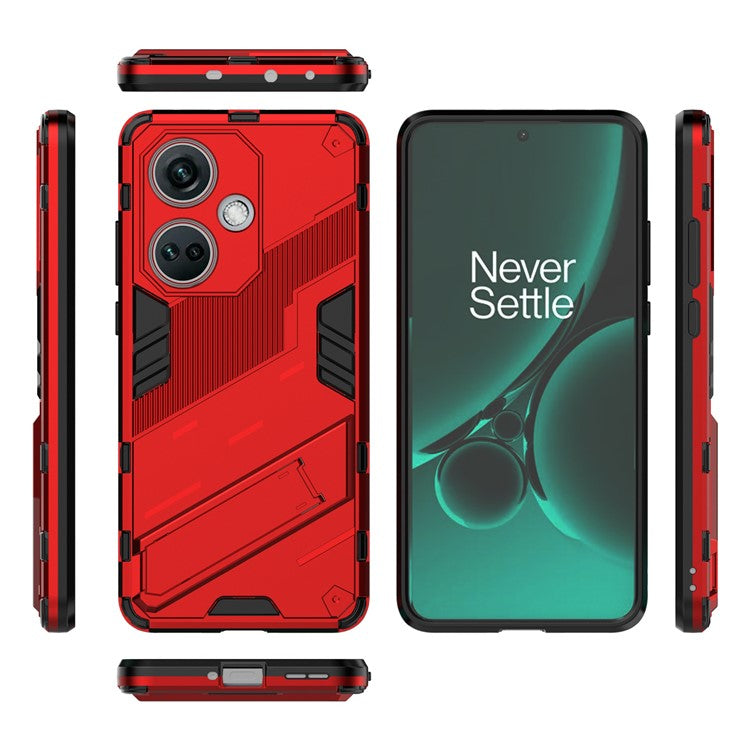 PC+TPU Impact-Resistant Case for OnePlus Nord CE3 5G , Kickstand Armor Phone Cover - Red