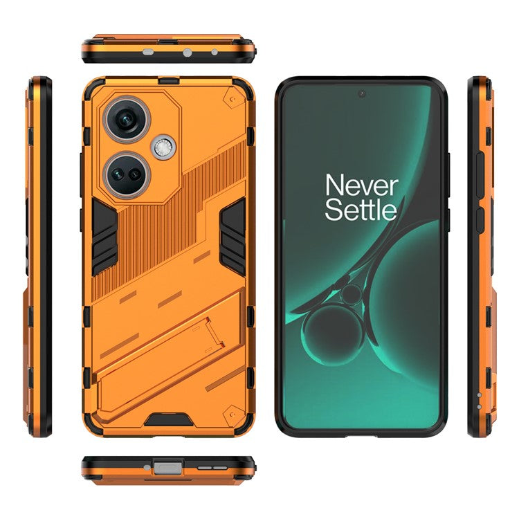 PC+TPU Impact-Resistant Case for OnePlus Nord CE3 5G , Kickstand Armor Phone Cover - Orange