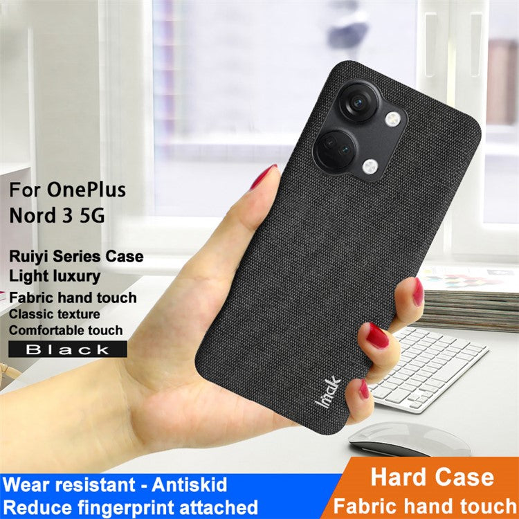IMAK Ruiyi Series for OnePlus Ace 2V / Nord 3 5G PU Leather Coated PC Case Cloth Texture Phone Cover - Black