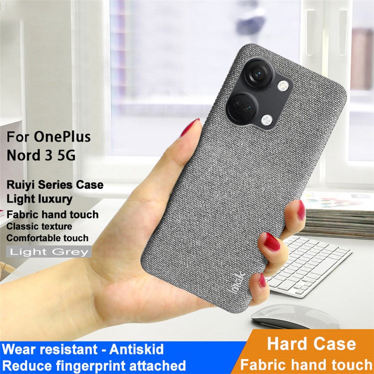 IMAK Ruiyi Series for OnePlus Ace 2V / Nord 3 5G PU Leather Coated PC Case Cloth Texture Phone Cover - Light Grey