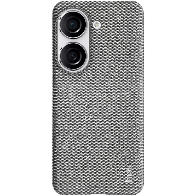 IMAK Ruiyi Series for Asus Zenfone 9 5G / Zenfone 10 5G Cloth Texture Phone Case PU Leather Coated PC Cover - Light Grey