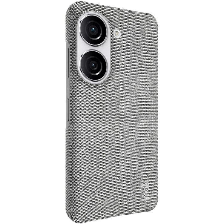 IMAK Ruiyi Series for Asus Zenfone 9 5G / Zenfone 10 5G Cloth Texture Phone Case PU Leather Coated PC Cover - Light Grey