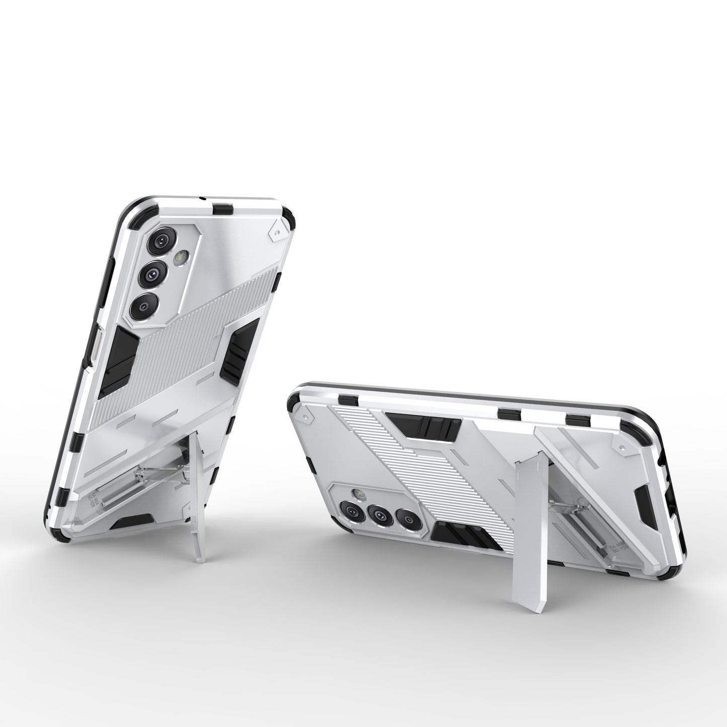 For Samsung Galaxy F34 5G / M34 5G Anti-drop Phone Case PC+TPU Back Cover with Kickstand - White