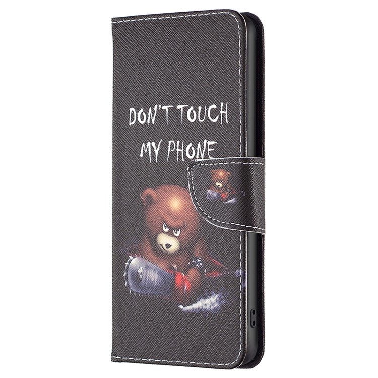 Wallet Phone Case for Oppo A58 4G / A98 5G Stand Pattern Printing PU Leather Flip Phone Cover - Bear