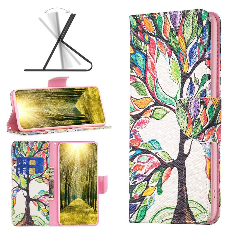 Wallet Phone Case for Oppo A58 4G / A98 5G Stand Pattern Printing PU Leather Flip Phone Cover - Life Tree