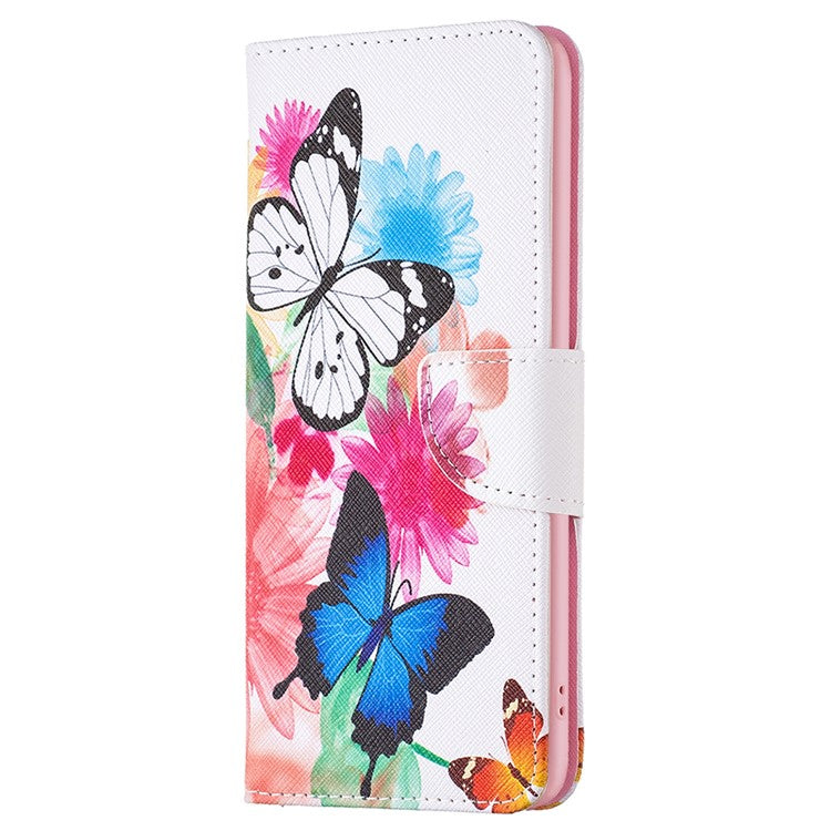 Wallet Phone Case for Oppo A58 4G / A98 5G Stand Pattern Printing PU Leather Flip Phone Cover - Two Butterflies