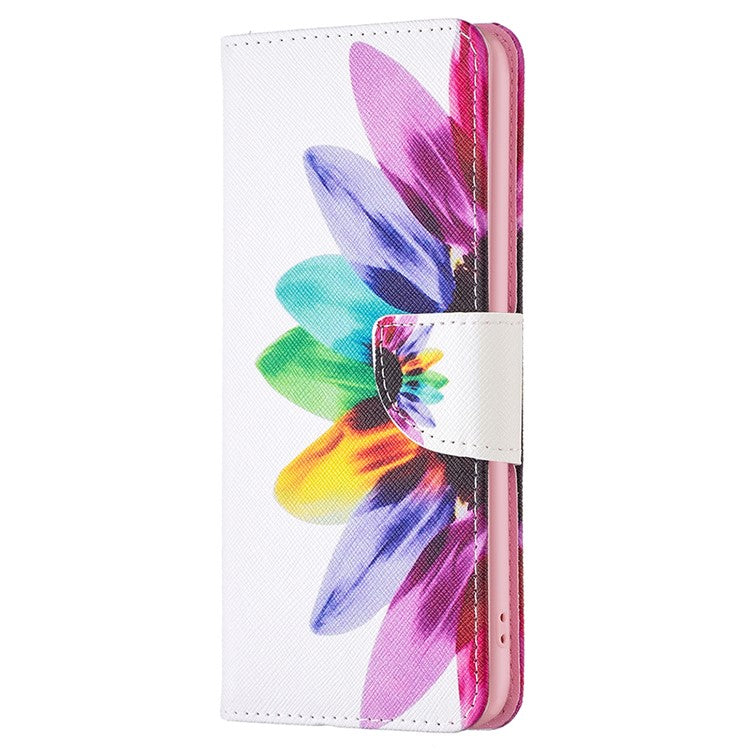 Wallet Phone Case for Oppo A58 4G / A98 5G Stand Pattern Printing PU Leather Flip Phone Cover - Sunflower