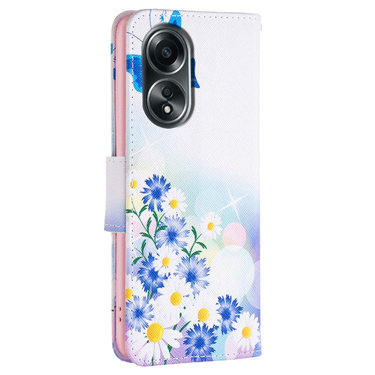 Wallet Phone Case for Oppo A58 4G / A98 5G Stand Pattern Printing PU Leather Flip Phone Cover - Butterfly and Flowers