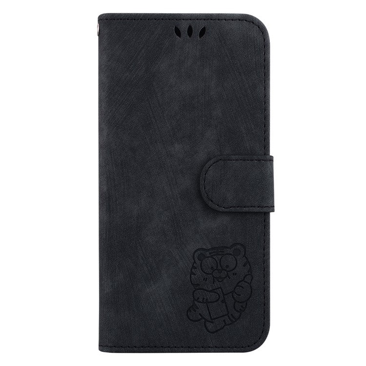 PU Leather Flip Protective Case for OnePlus Nord 3 5G / Ace 2V , Tiger Pattern Imprinted Wallet Stand Phone Cover - Black