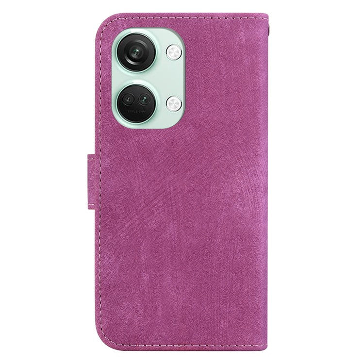 PU Leather Flip Protective Case for OnePlus Nord 3 5G / Ace 2V , Tiger Pattern Imprinted Wallet Stand Phone Cover - Rose