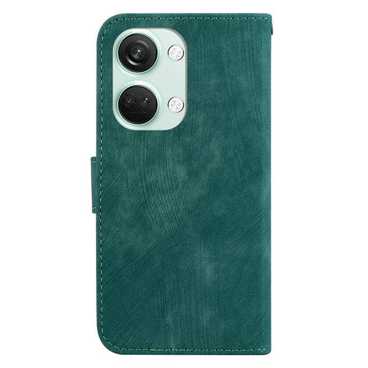 PU Leather Flip Protective Case for OnePlus Nord 3 5G / Ace 2V , Tiger Pattern Imprinted Wallet Stand Phone Cover - Green