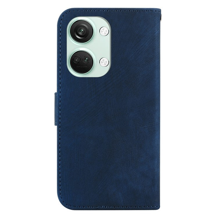 PU Leather Flip Protective Case for OnePlus Nord 3 5G / Ace 2V , Tiger Pattern Imprinted Wallet Stand Phone Cover - Dark Blue