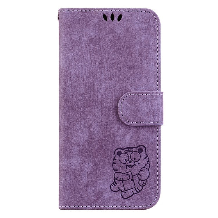 PU Leather Flip Protective Case for OnePlus Nord 3 5G / Ace 2V , Tiger Pattern Imprinted Wallet Stand Phone Cover - Purple