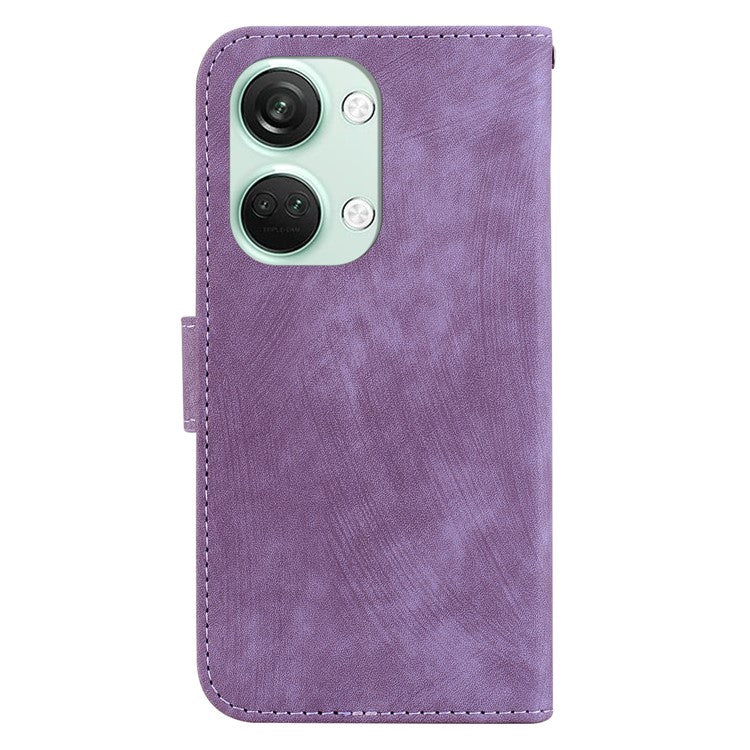 PU Leather Flip Protective Case for OnePlus Nord 3 5G / Ace 2V , Tiger Pattern Imprinted Wallet Stand Phone Cover - Purple