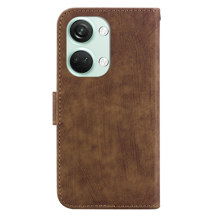 PU Leather Flip Protective Case for OnePlus Nord 3 5G / Ace 2V , Tiger Pattern Imprinted Wallet Stand Phone Cover - Brown
