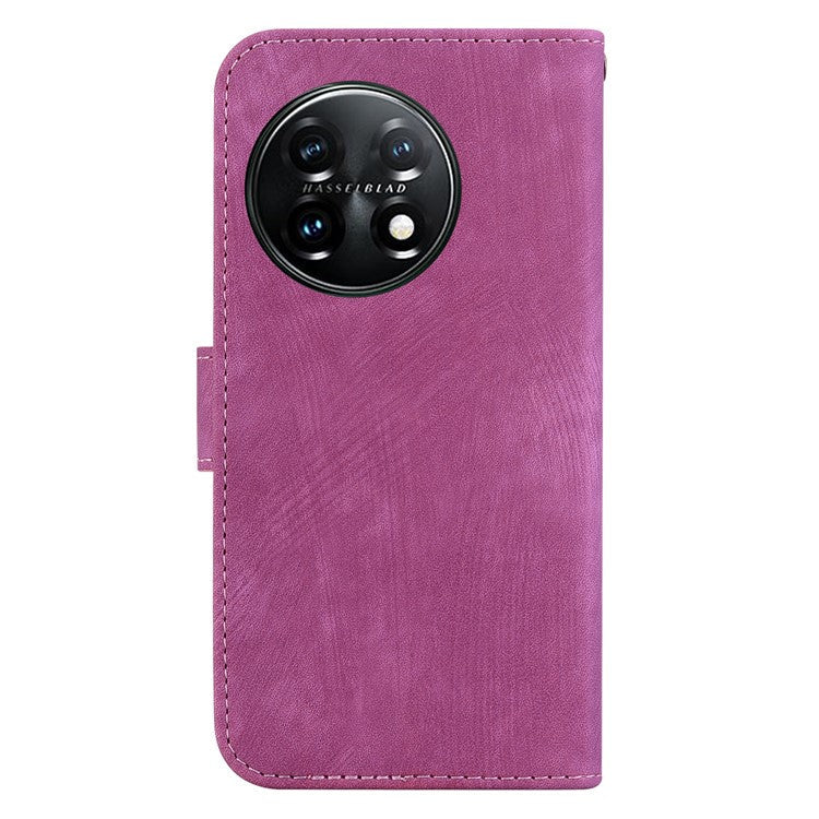 For OnePlus 11 5G PU Leather Folio Flip Case Tiger Pattern Imprinted Stand Wallet Phone Cover - Rose