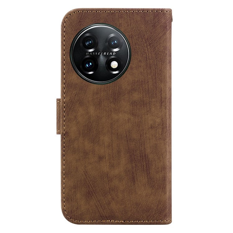 For OnePlus 11 5G PU Leather Folio Flip Case Tiger Pattern Imprinted Stand Wallet Phone Cover - Brown