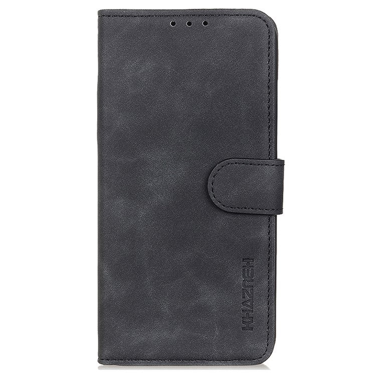 KHAZNEH Phone Case For Oppo A58 4G , Retro Texture PU Leather Stand Wallet Phone Cover - Black