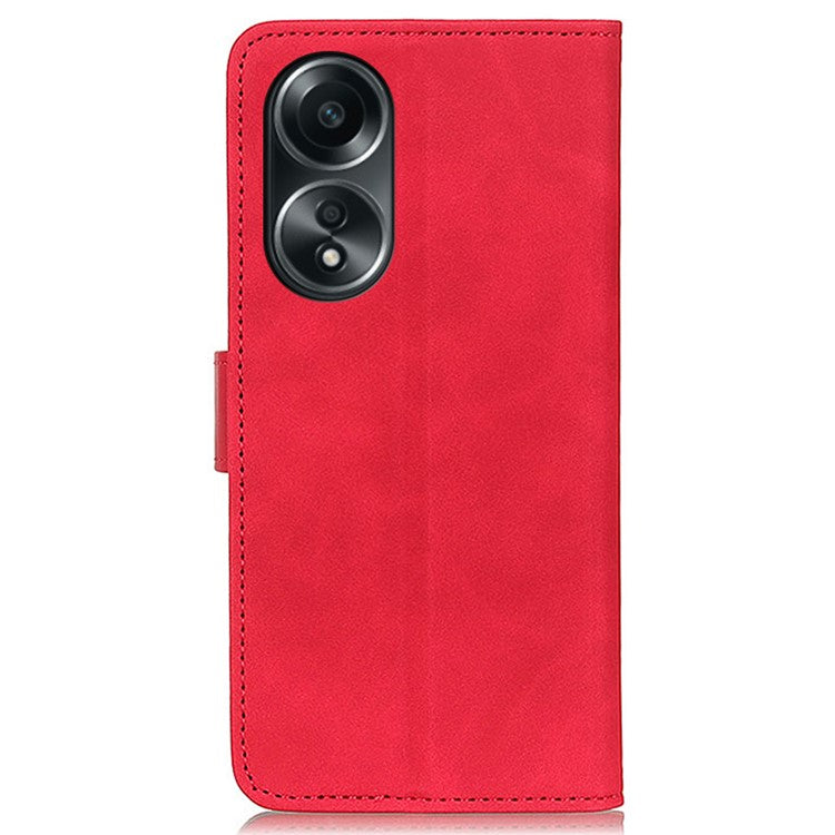 KHAZNEH Phone Case For Oppo A58 4G , Retro Texture PU Leather Stand Wallet Phone Cover - Red