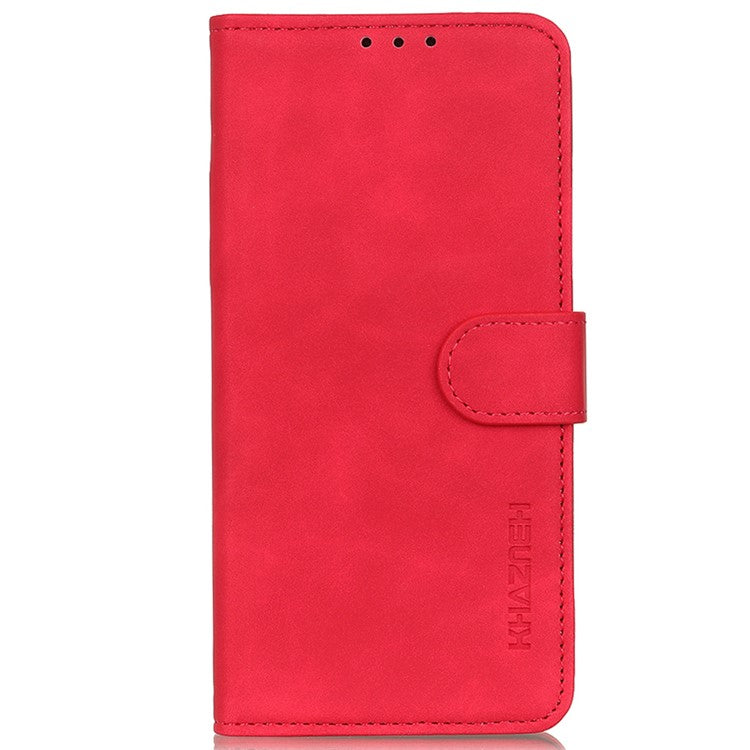 KHAZNEH Phone Case For Oppo A58 4G , Retro Texture PU Leather Stand Wallet Phone Cover - Red