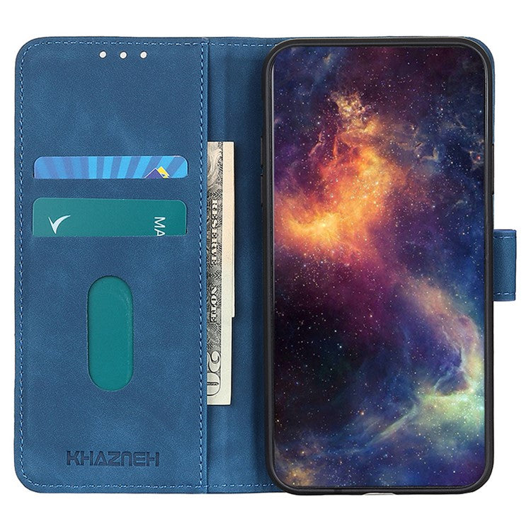 KHAZNEH Phone Case For Oppo A58 4G , Retro Texture PU Leather Stand Wallet Phone Cover - Blue