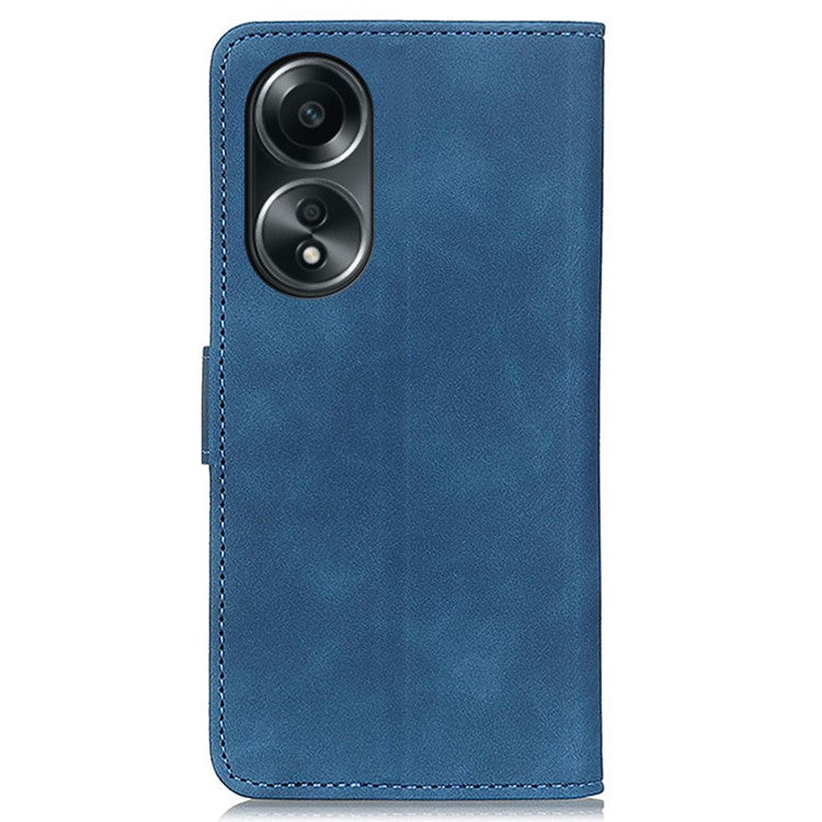 KHAZNEH Phone Case For Oppo A58 4G , Retro Texture PU Leather Stand Wallet Phone Cover - Blue