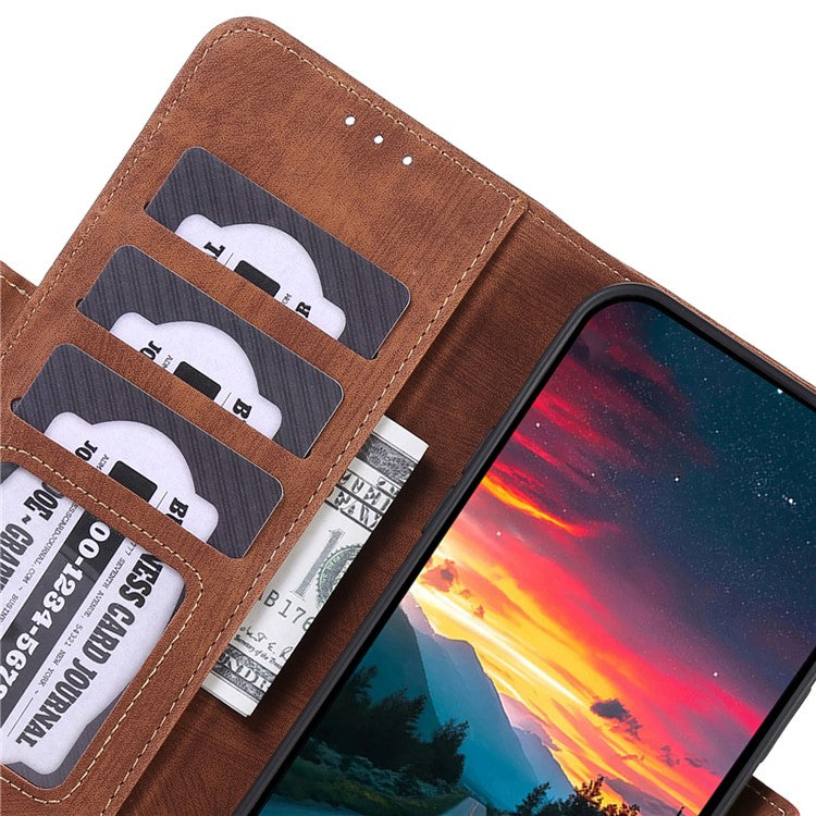 ABEEL For Oppo A58 4G Anti-Scratch Smartphone Case Retro Texture Anti-drop Cover Wallet Stand PU Leather Phone Shell - Brown