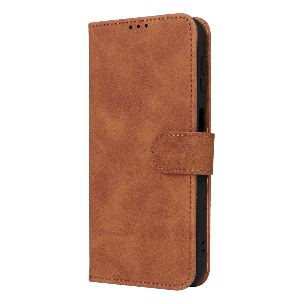 For Samsung Galaxy F34 5G / M34 5G Stand Skin-touch Phone Case Wallet PU Leather Full Protection Phone Cover - Brown