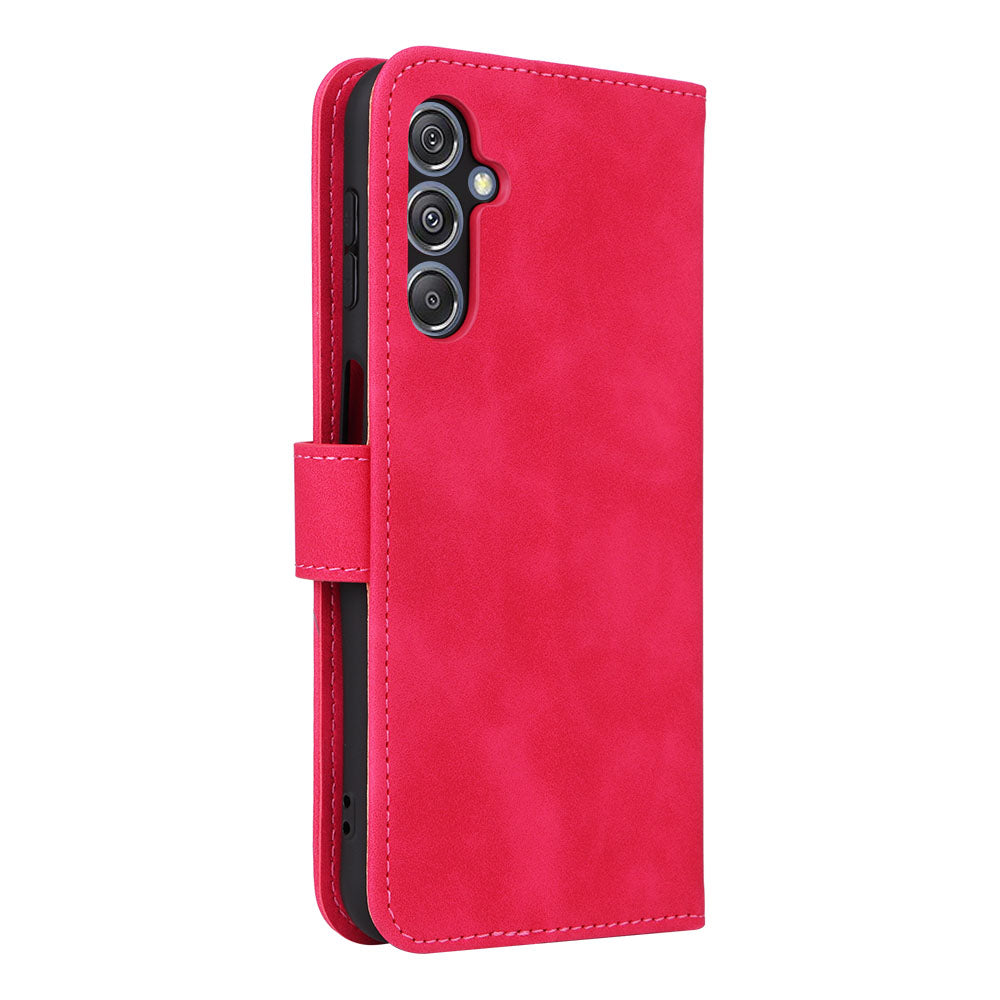 For Samsung Galaxy F34 5G / M34 5G Stand Skin-touch Phone Case Wallet PU Leather Full Protection Phone Cover - Rose