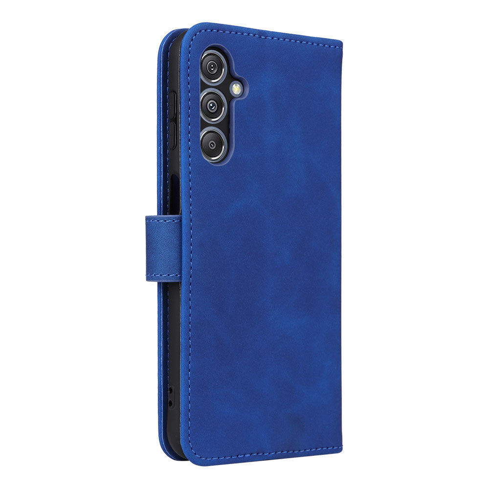 For Samsung Galaxy F34 5G / M34 5G Stand Skin-touch Phone Case Wallet PU Leather Full Protection Phone Cover - Blue