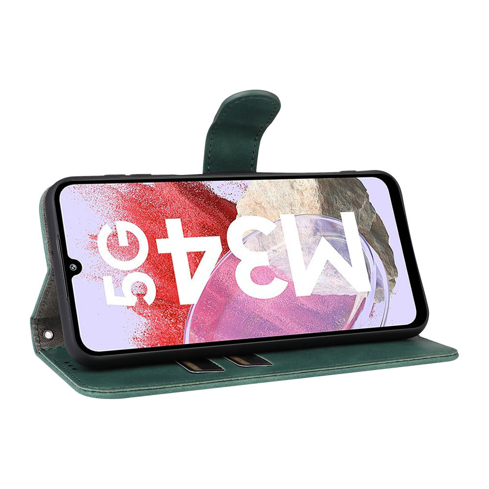 For Samsung Galaxy F34 5G / M34 5G Stand Skin-touch Phone Case Wallet PU Leather Full Protection Phone Cover - Green