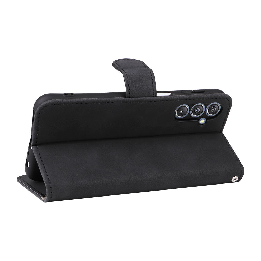 For Samsung Galaxy F34 5G / M34 5G Stand Skin-touch Phone Case Wallet PU Leather Full Protection Phone Cover - Black