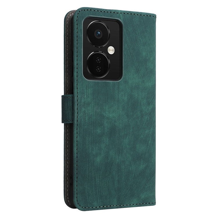 For OnePlus Nord CE3 5G / Oppo K11 5G RFID Blocking Cell Phone Case Leather Wallet Stand Cover with Strap - Green