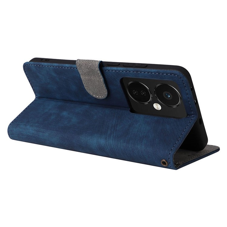 For OnePlus Nord CE3 5G / Oppo K11 5G RFID Blocking Cell Phone Case Leather Wallet Stand Cover with Strap - Blue