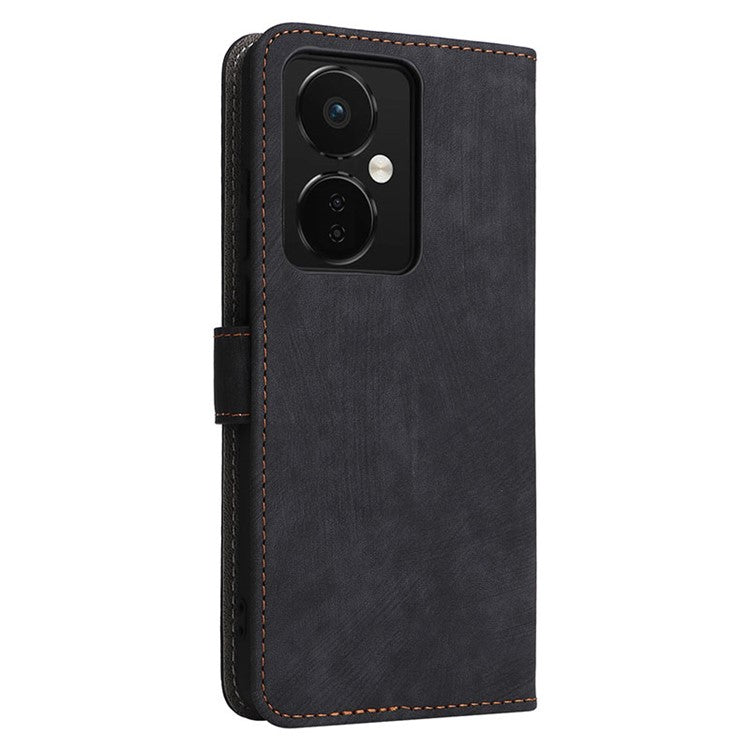 For OnePlus Nord CE3 5G / Oppo K11 5G RFID Blocking Cell Phone Case Leather Wallet Stand Cover with Strap - Black