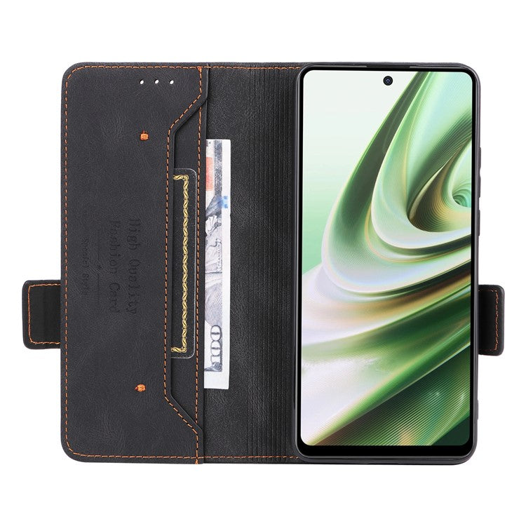For OnePlus Nord CE3 5G Hardware Decor Phone Case PU Leather Wallet Stand Anti-drop Cover - Black