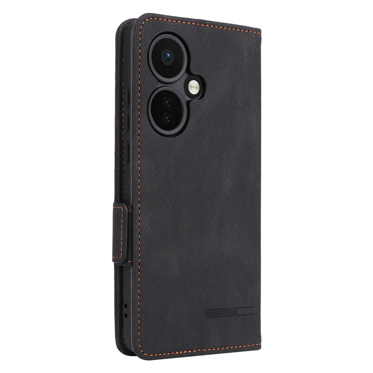 For OnePlus Nord CE3 5G Hardware Decor Phone Case PU Leather Wallet Stand Anti-drop Cover - Black