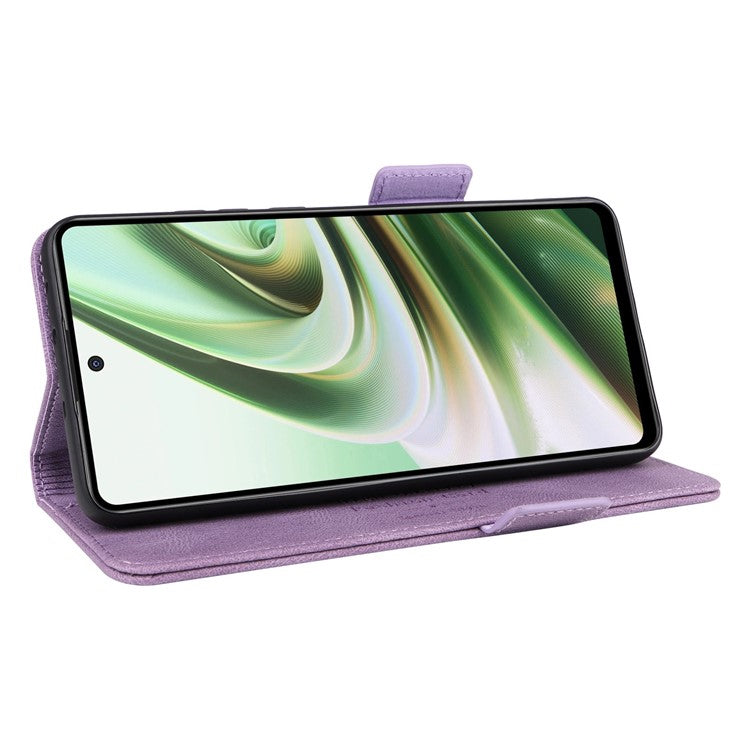For OnePlus Nord CE3 5G Hardware Decor Phone Case PU Leather Wallet Stand Anti-drop Cover - Purple