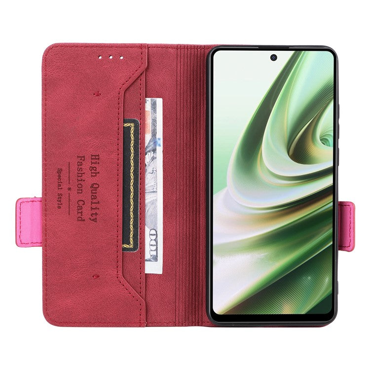 For OnePlus Nord CE3 5G Hardware Decor Phone Case PU Leather Wallet Stand Anti-drop Cover - Rose