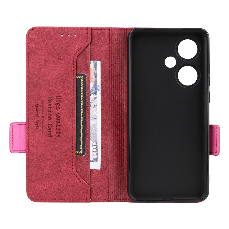 For OnePlus Nord CE3 5G Hardware Decor Phone Case PU Leather Wallet Stand Anti-drop Cover - Rose