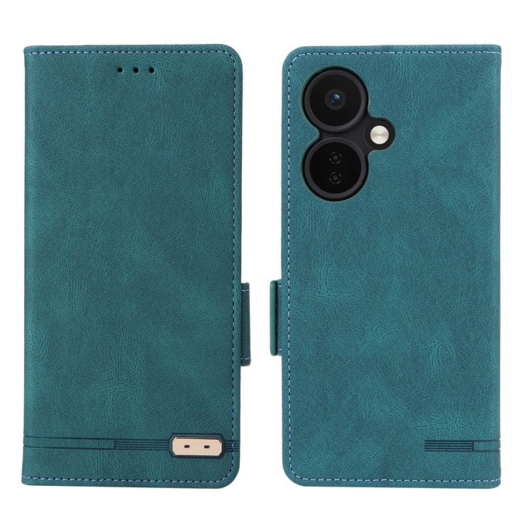 For OnePlus Nord CE3 5G Hardware Decor Phone Case PU Leather Wallet Stand Anti-drop Cover - Blue