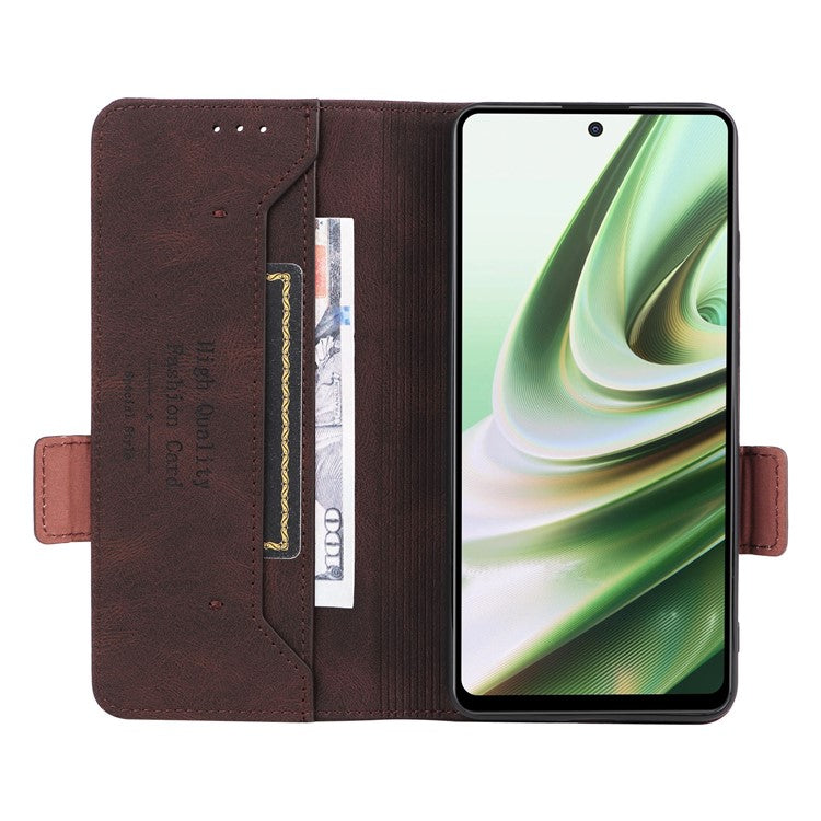 For OnePlus Nord CE3 5G Hardware Decor Phone Case PU Leather Wallet Stand Anti-drop Cover - Coffee