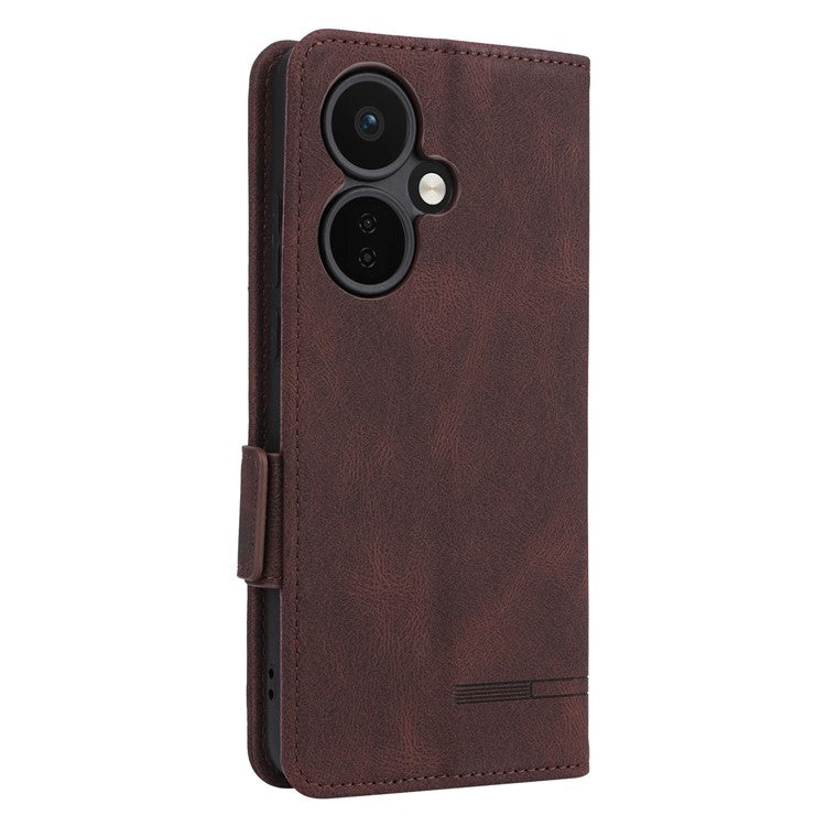 For OnePlus Nord CE3 5G Hardware Decor Phone Case PU Leather Wallet Stand Anti-drop Cover - Coffee