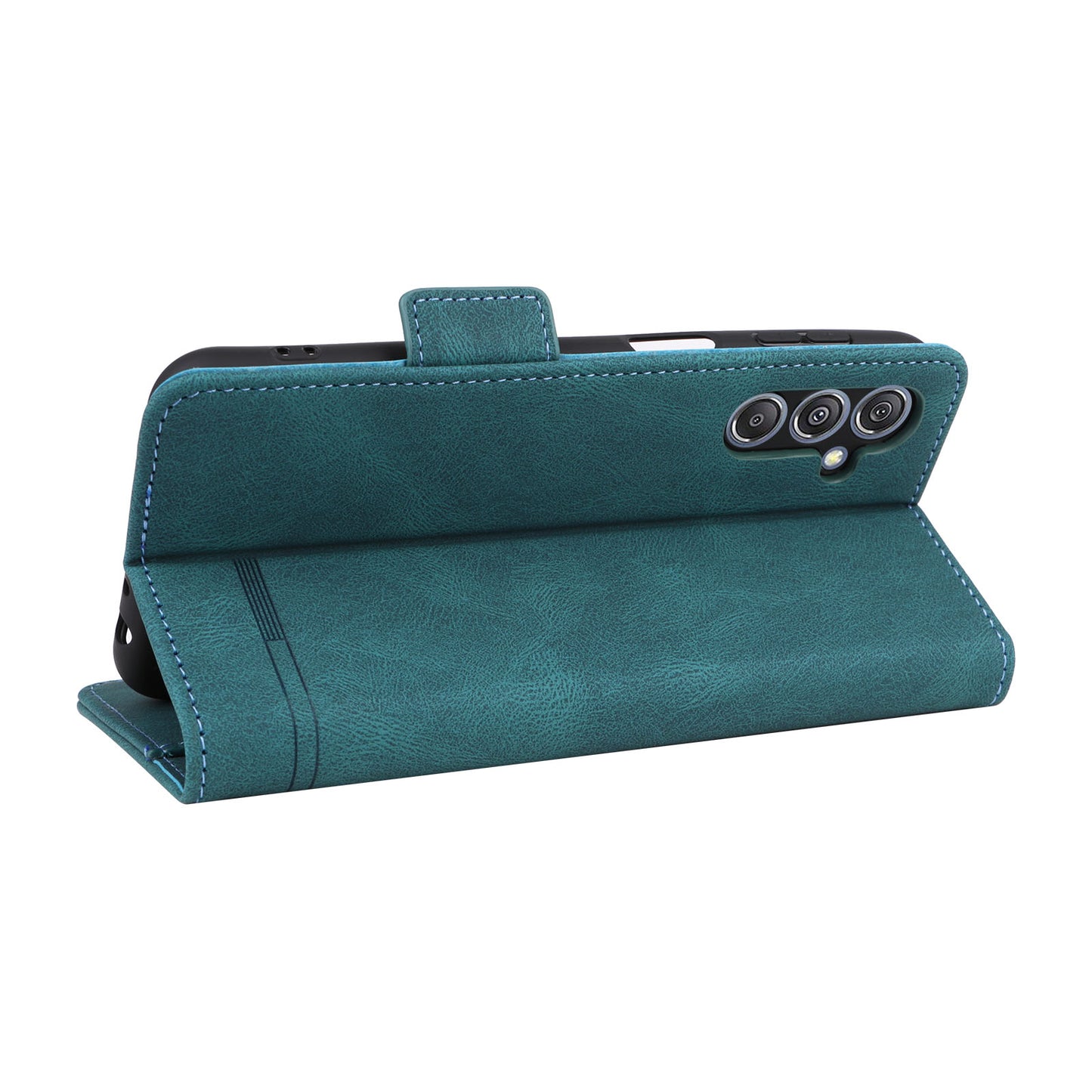 For Samsung Galaxy F34 5G / M34 5G PU Leather Wallet Phone Case Hardware Decor Anti-drop Stand Cover - Blue