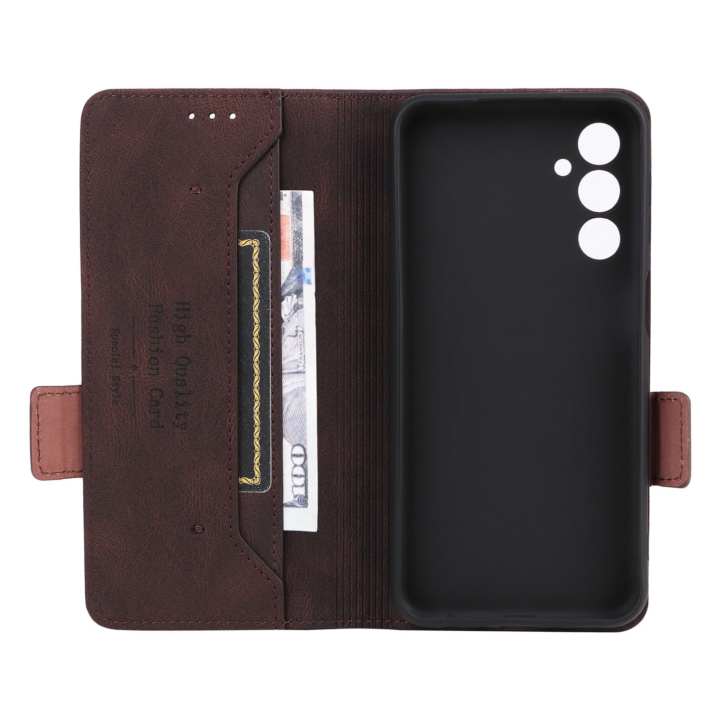 For Samsung Galaxy F34 5G / M34 5G PU Leather Wallet Phone Case Hardware Decor Anti-drop Stand Cover - Coffee