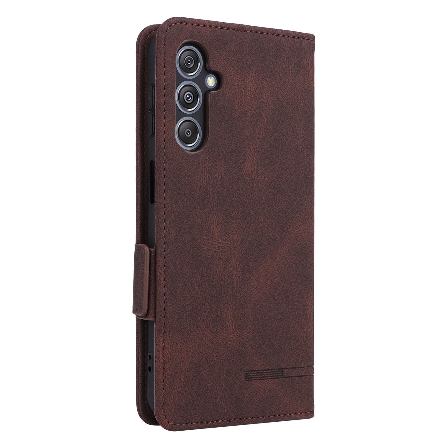 For Samsung Galaxy F34 5G / M34 5G PU Leather Wallet Phone Case Hardware Decor Anti-drop Stand Cover - Coffee