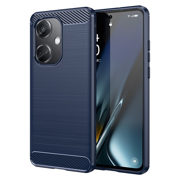For Oppo K11 5G / OnePlus Nord CE3 5G Phone Case Carbon Fiber Texture Soft TPU Brushed Cover - Blue